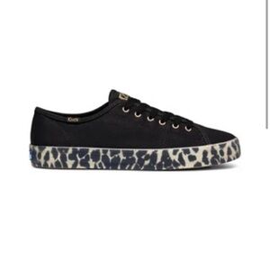 Keds Black Kickstart Foxing Leopard Sneakers size 8